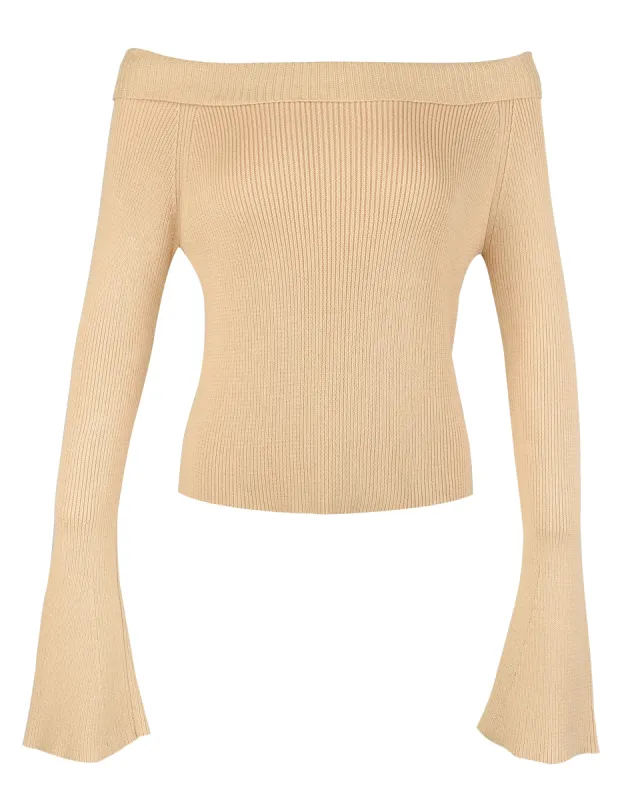 Soft Knit Off-Shoulder Top - Sand sold by My Mum Made It
