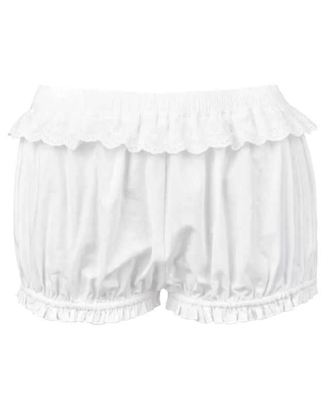 Lace Waist Bloomer Shorts - White sold by My Mum Made It