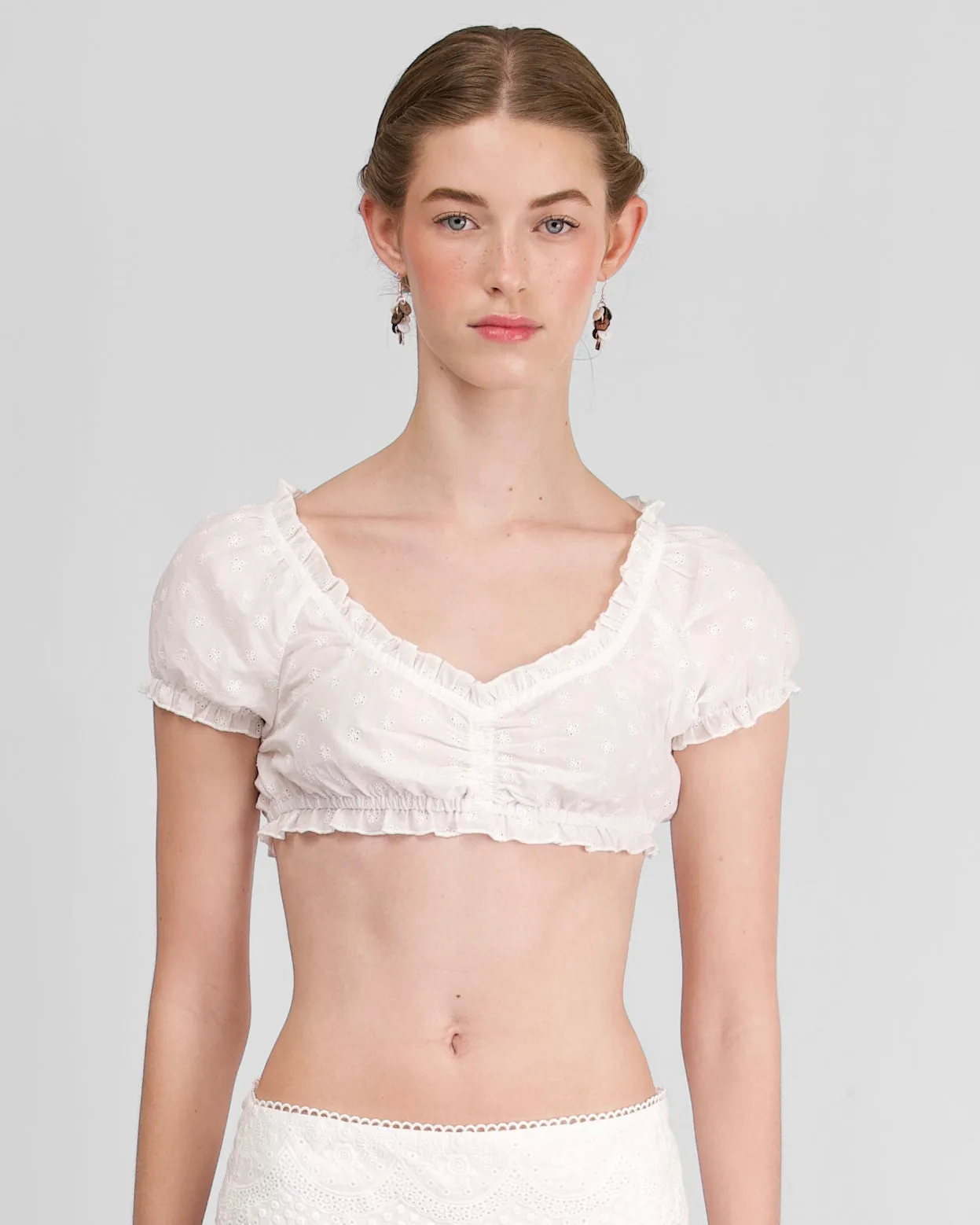 Eyelet Puff Sleeve Crop sold by My Mum Made It product image thumbnail 2