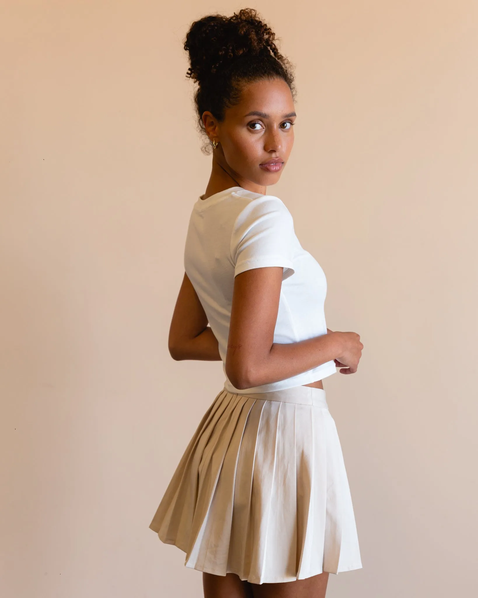 Tencel Pleat Skort - Beige sold by My Mum Made It product image thumbnail 3