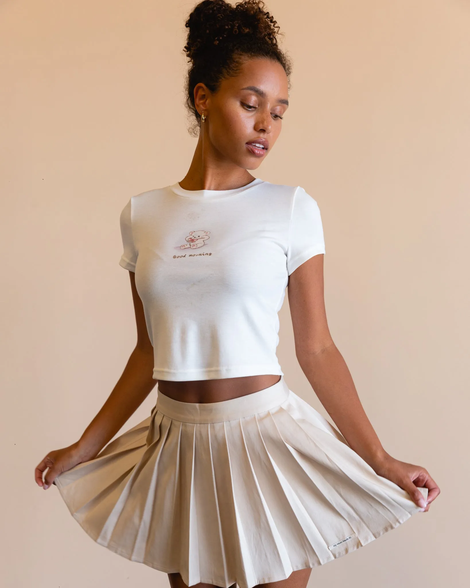 Tencel Pleat Skort - Beige sold by My Mum Made It product image thumbnail 4