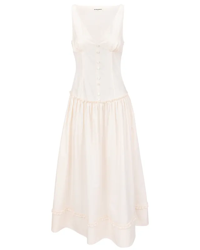 Button Maxi Dress - Bone sold by My Mum Made It