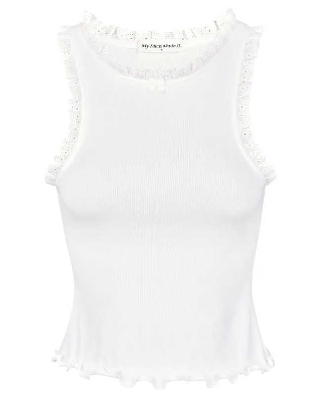 Lace Tank - White sold by My Mum Made It
