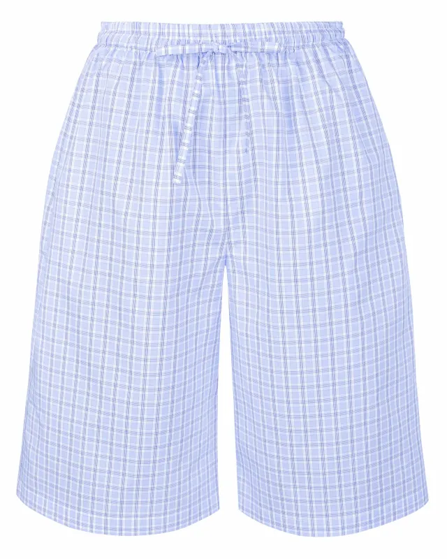 Drawstring Long Boxer - Sky Blue Check sold by My Mum Made It