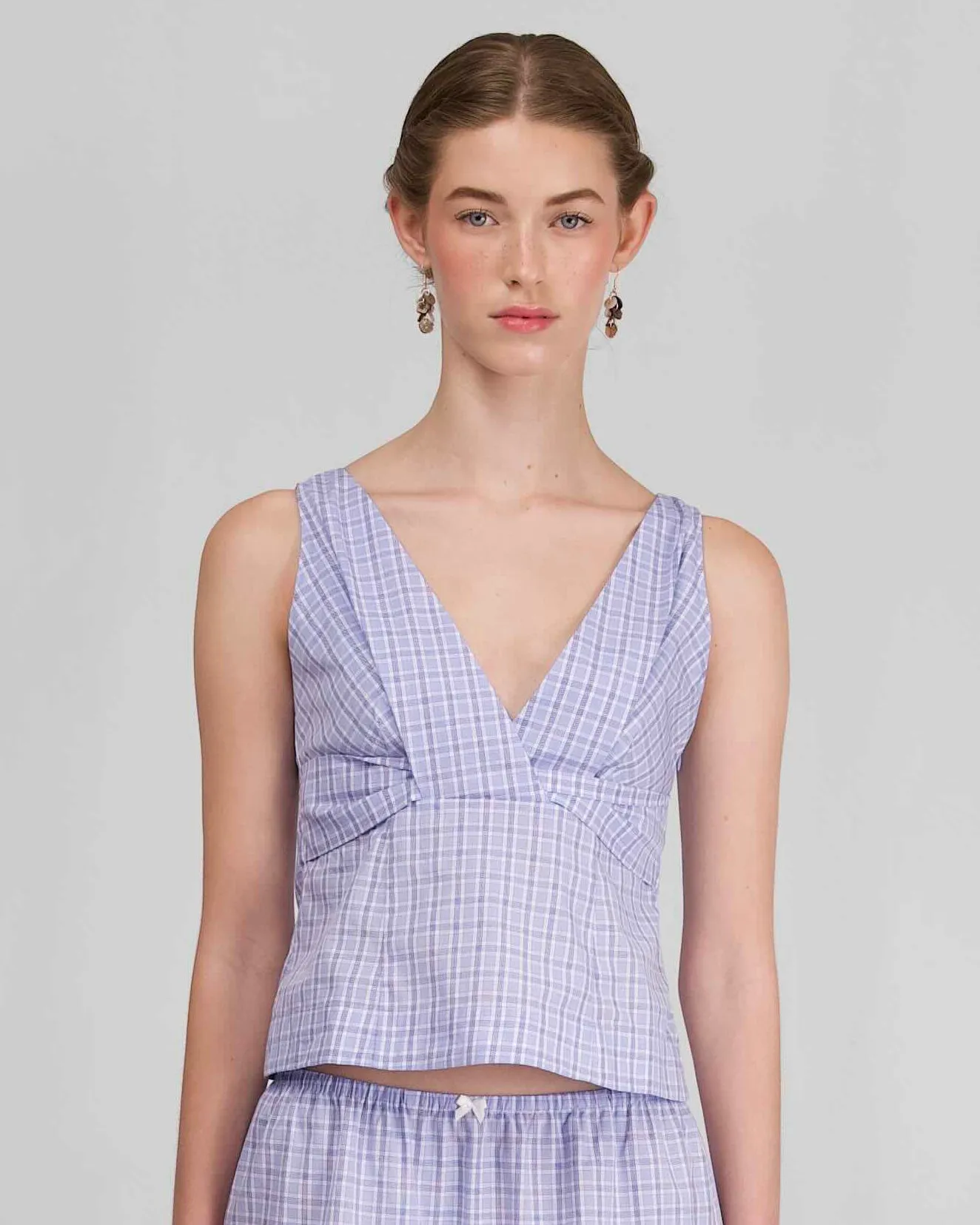 Knot Tank Top - Sky Blue Check sold by My Mum Made It product image thumbnail 2