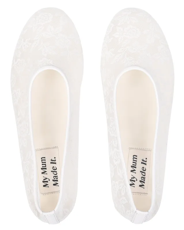 Lace Flats - White sold by My Mum Made It