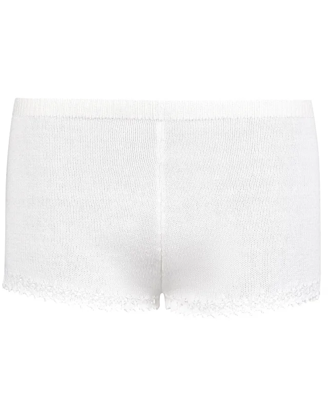 Lace Knit Micro Shorts - White sold by My Mum Made It