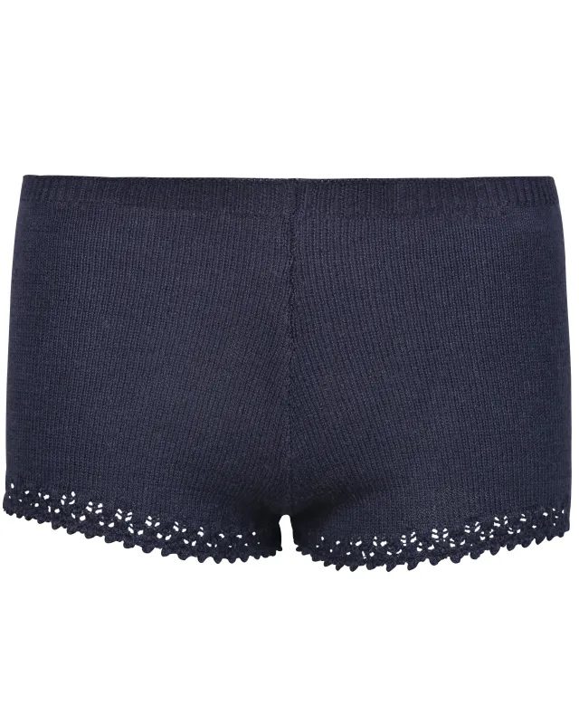 Lace Knit Micro Shorts - Navy sold by My Mum Made It