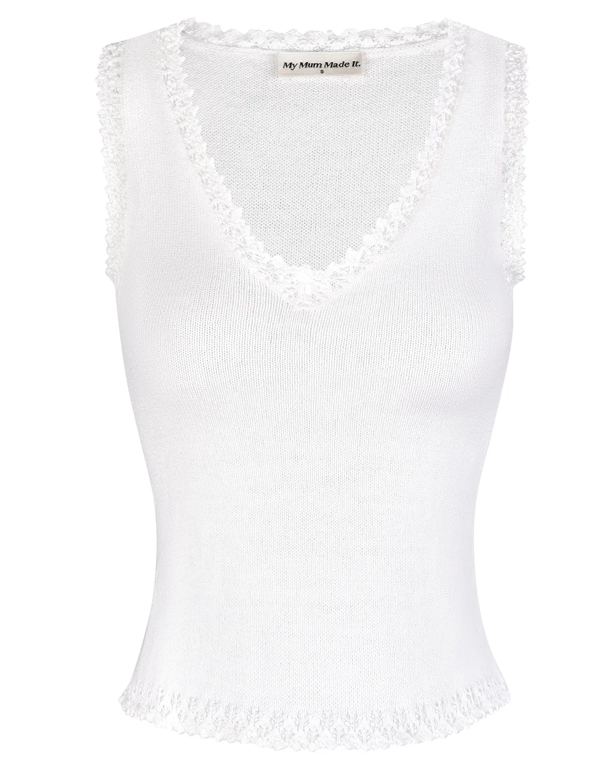Lace Knit Tank - White sold by My Mum Made It