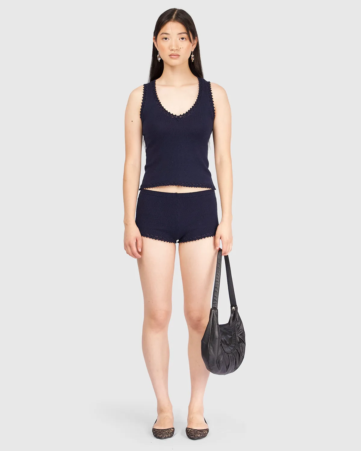 Lace Knit Tank - Navy sold by My Mum Made It product image thumbnail 2