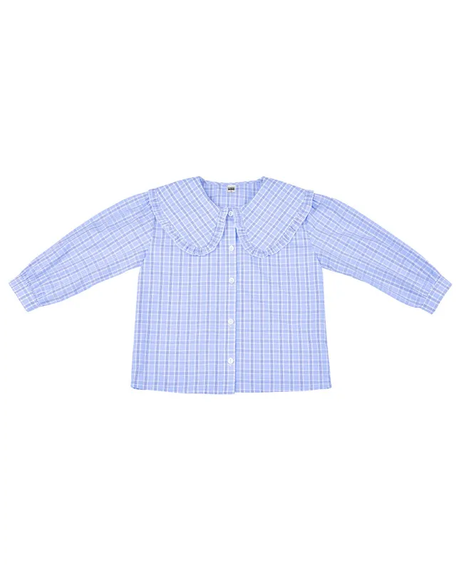 Collar Blouse - Sky Blue Check (Mini) sold by My Mum Made It