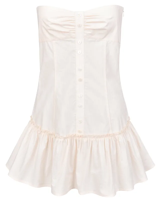 Button Mini Dress - Bone sold by My Mum Made It