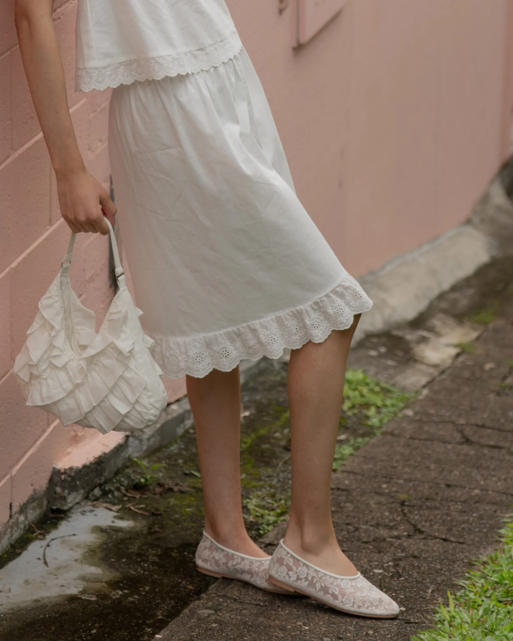 Lace Hem Midi Skirt - White sold by My Mum Made It product image thumbnail 2