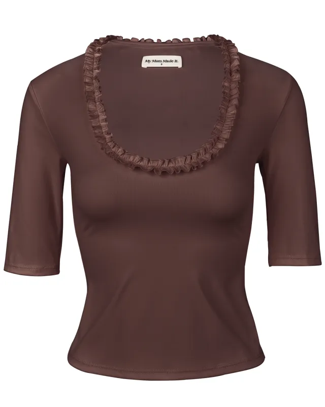 Ruffle Beach Top - Dirt sold by My Mum Made It