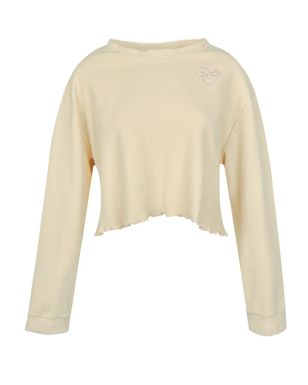 Waffle Logo Cropped Long Sleeve Top - Sand sold by My Mum Made It