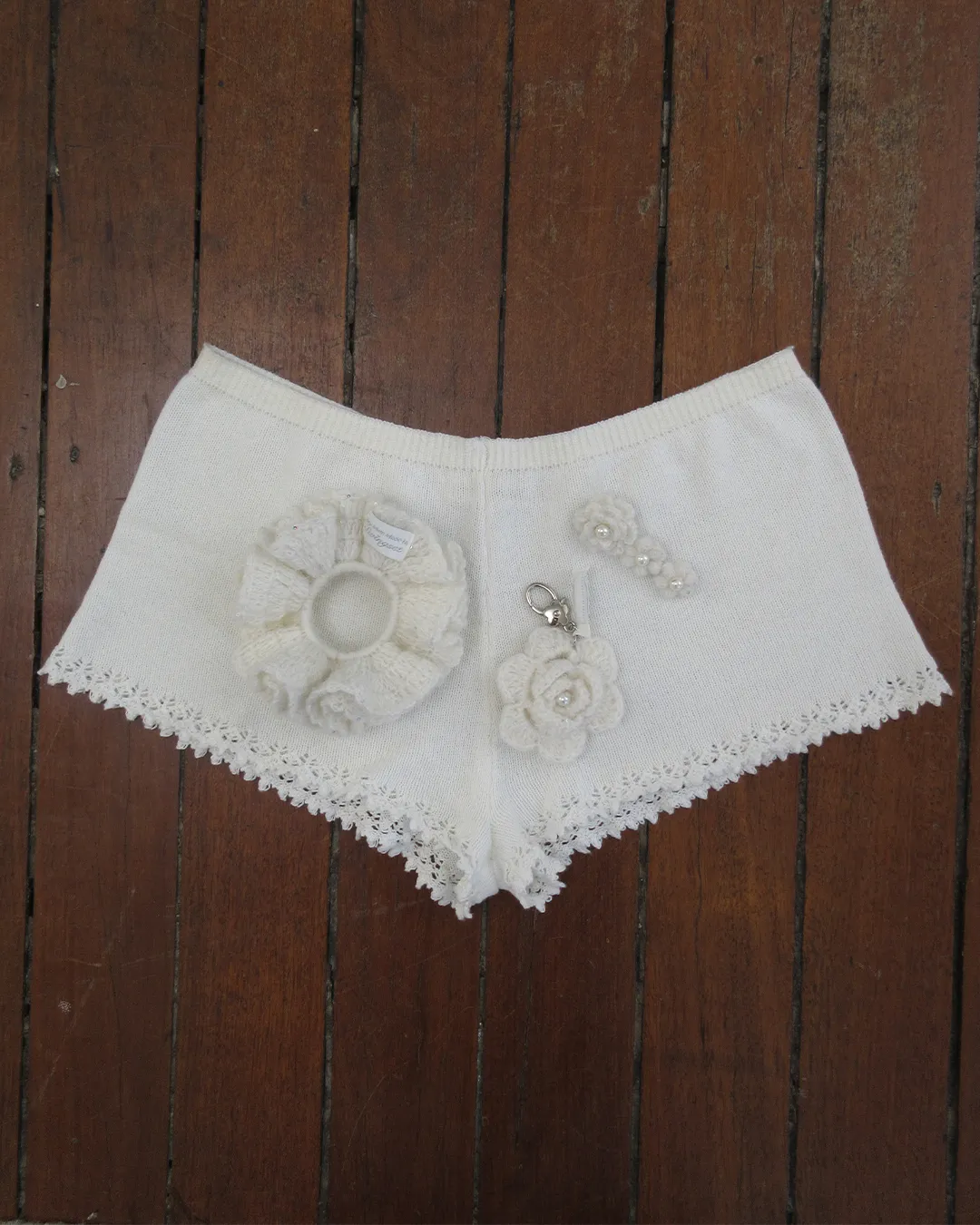 Crochet Pearl Flower Key Ring sold by My Mum Made It product image thumbnail 4