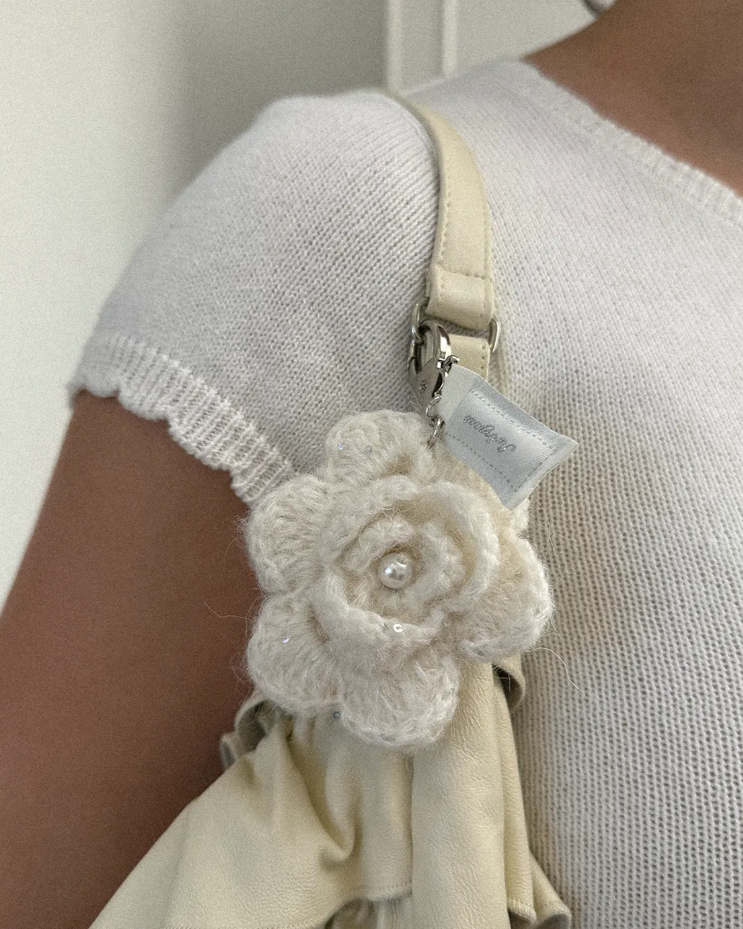 Crochet Pearl Flower Key Ring sold by My Mum Made It product image thumbnail 2