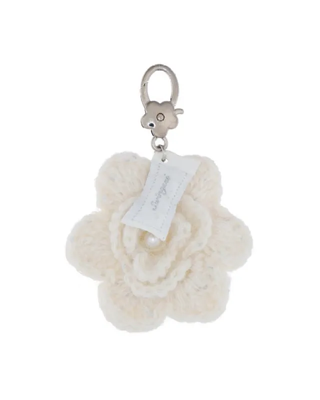 Crochet Pearl Flower Key Ring sold by My Mum Made It