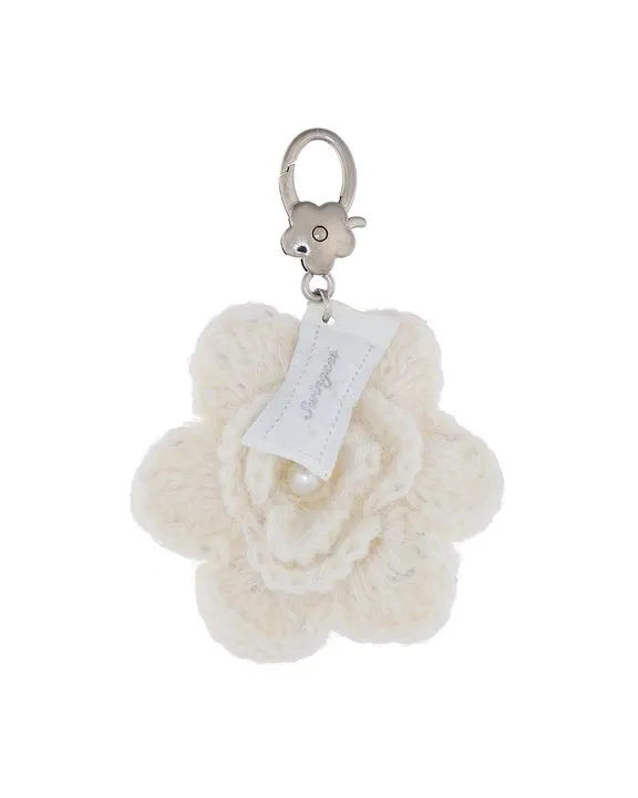 Crochet Pearl Flower Key Ring sold by My Mum Made It