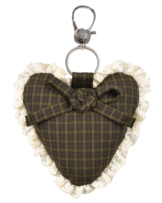 Rosette Heart Keychain - Ivy Check sold by My Mum Made It