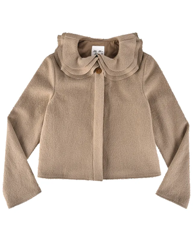 Wool Frill Neck Jacket - Fawn sold by My Mum Made It