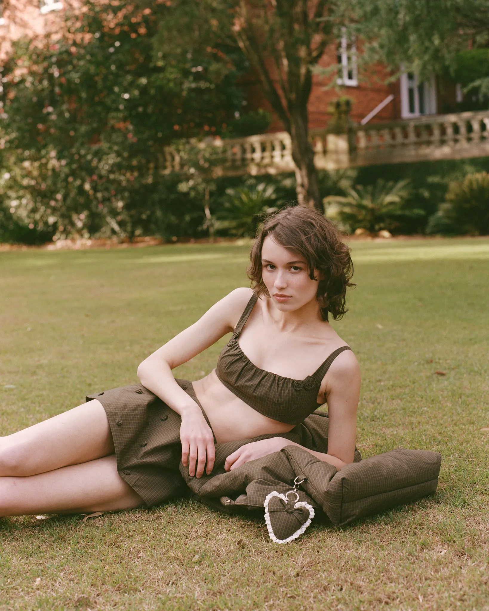 Rosette Check Bra - Ivy Check sold by My Mum Made It product image thumbnail 4