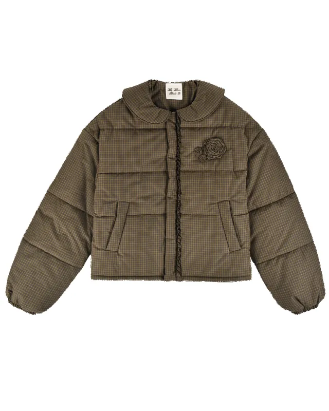 Rosette Puffer Jacket - Ivy Check sold by My Mum Made It