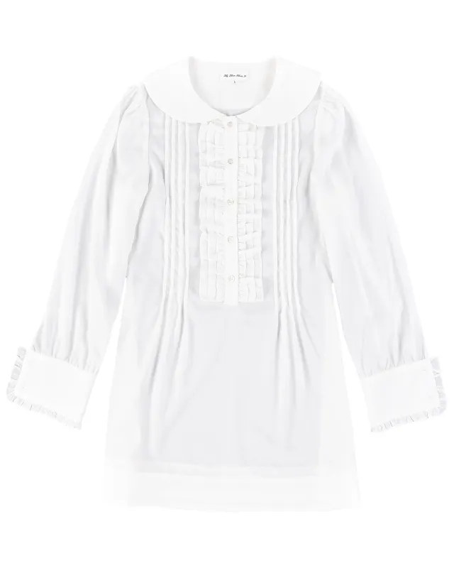 Ruffle Placket Mini Dress - White sold by My Mum Made It