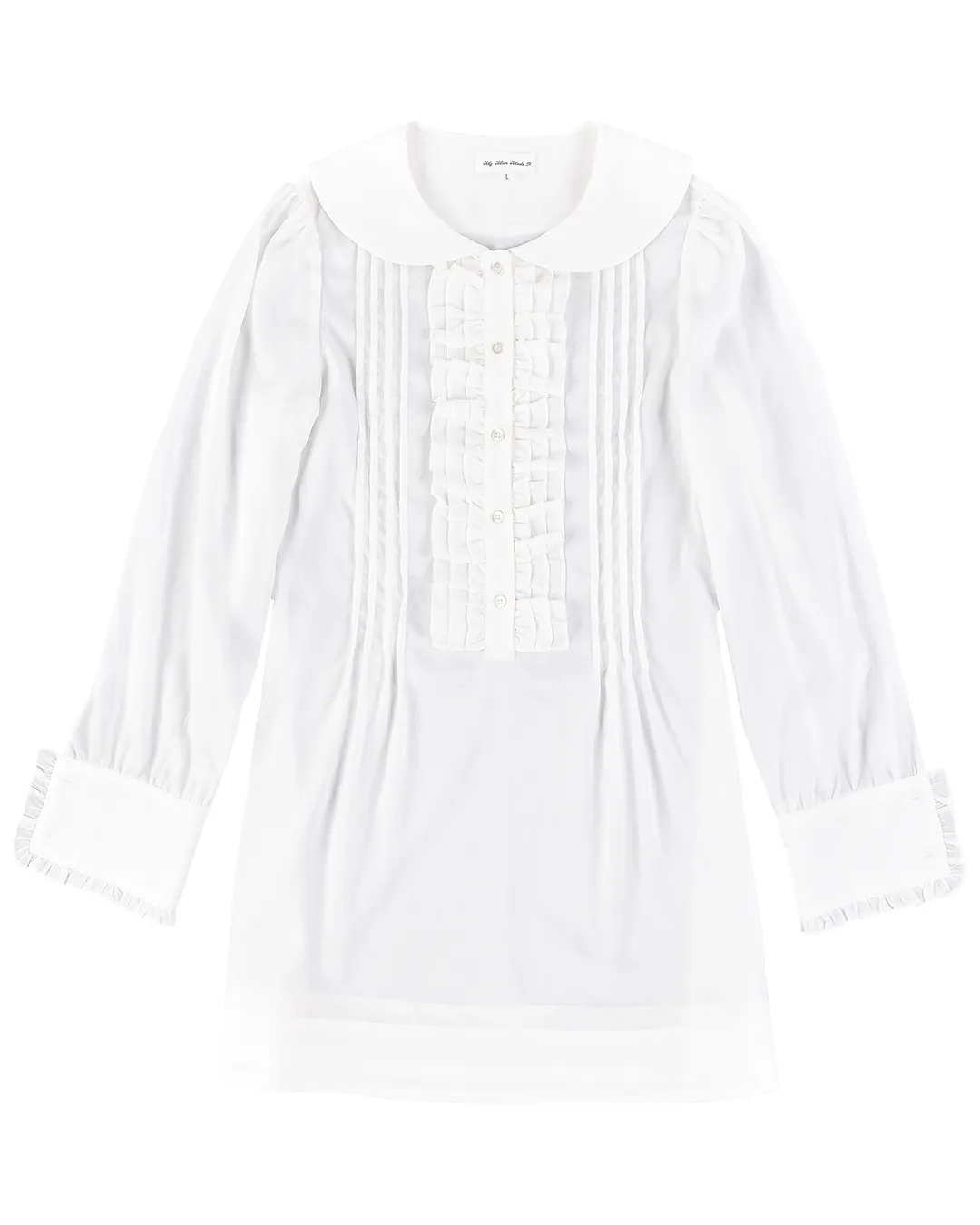 Ruffle Placket Mini Dress - White sold by My Mum Made It