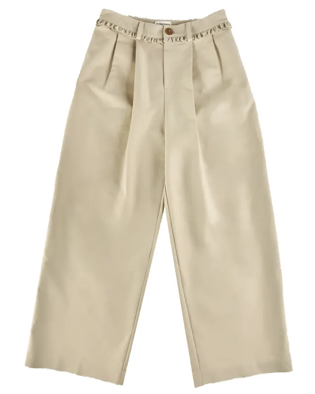 Frill Cotton Trousers - Fawn made by My Mum Made It