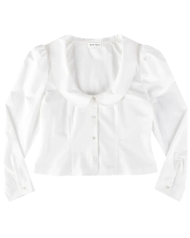 Curved Collar Button Shirt - White sold by My Mum Made It