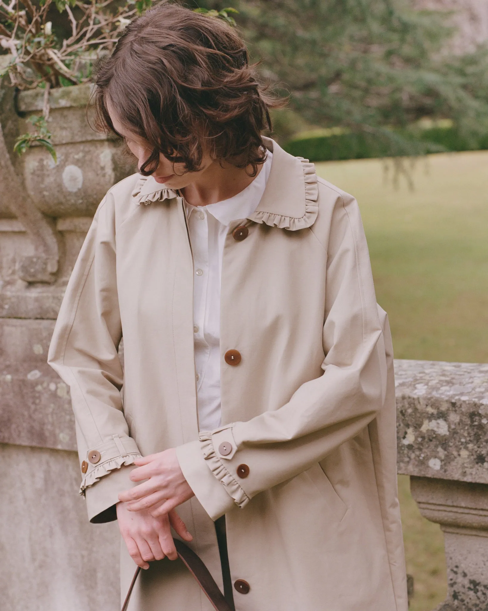 Tailored Gather Trench Coat - Fawn sold by My Mum Made It product image thumbnail 5