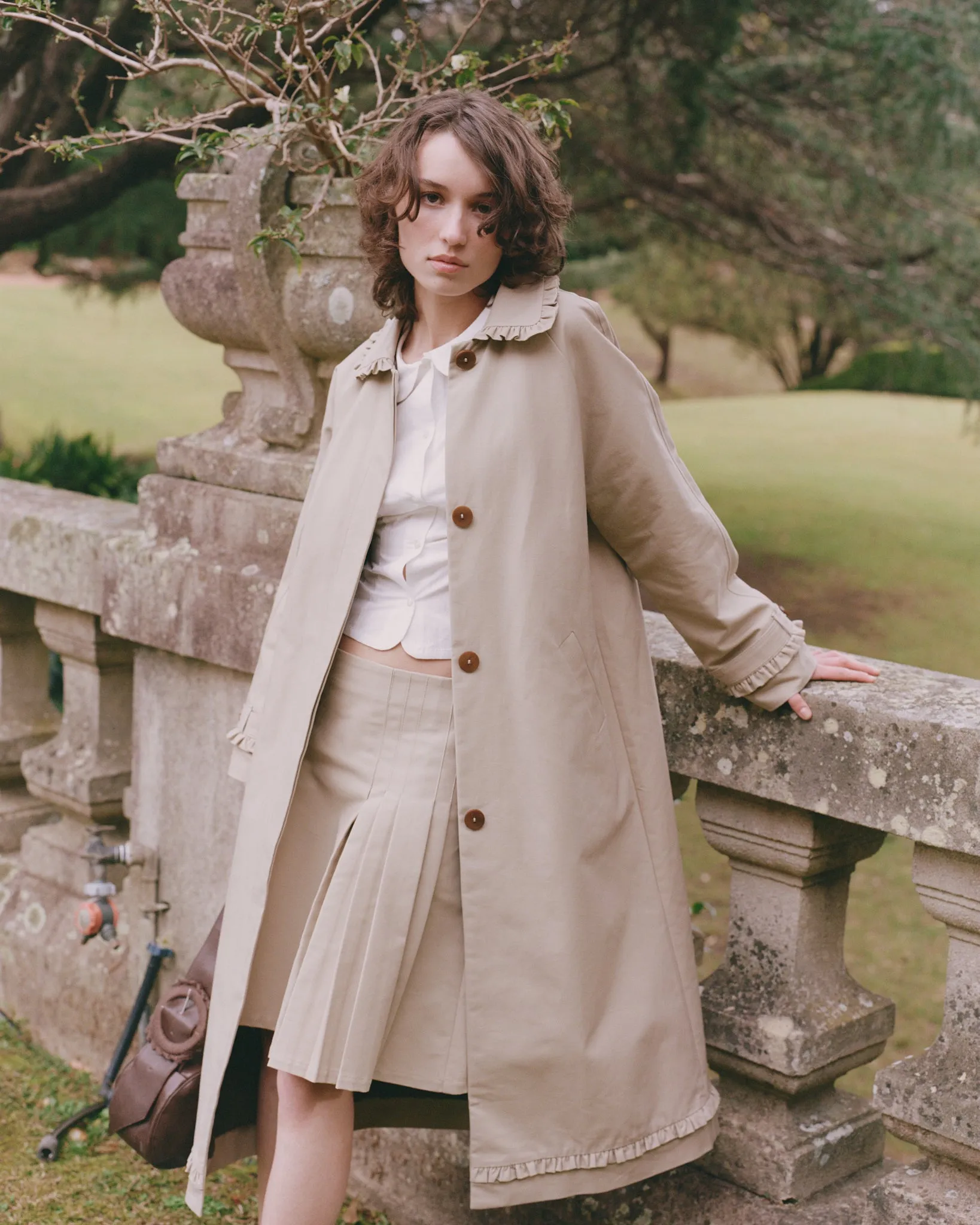 Tailored Gather Trench Coat - Fawn sold by My Mum Made It product image thumbnail 2