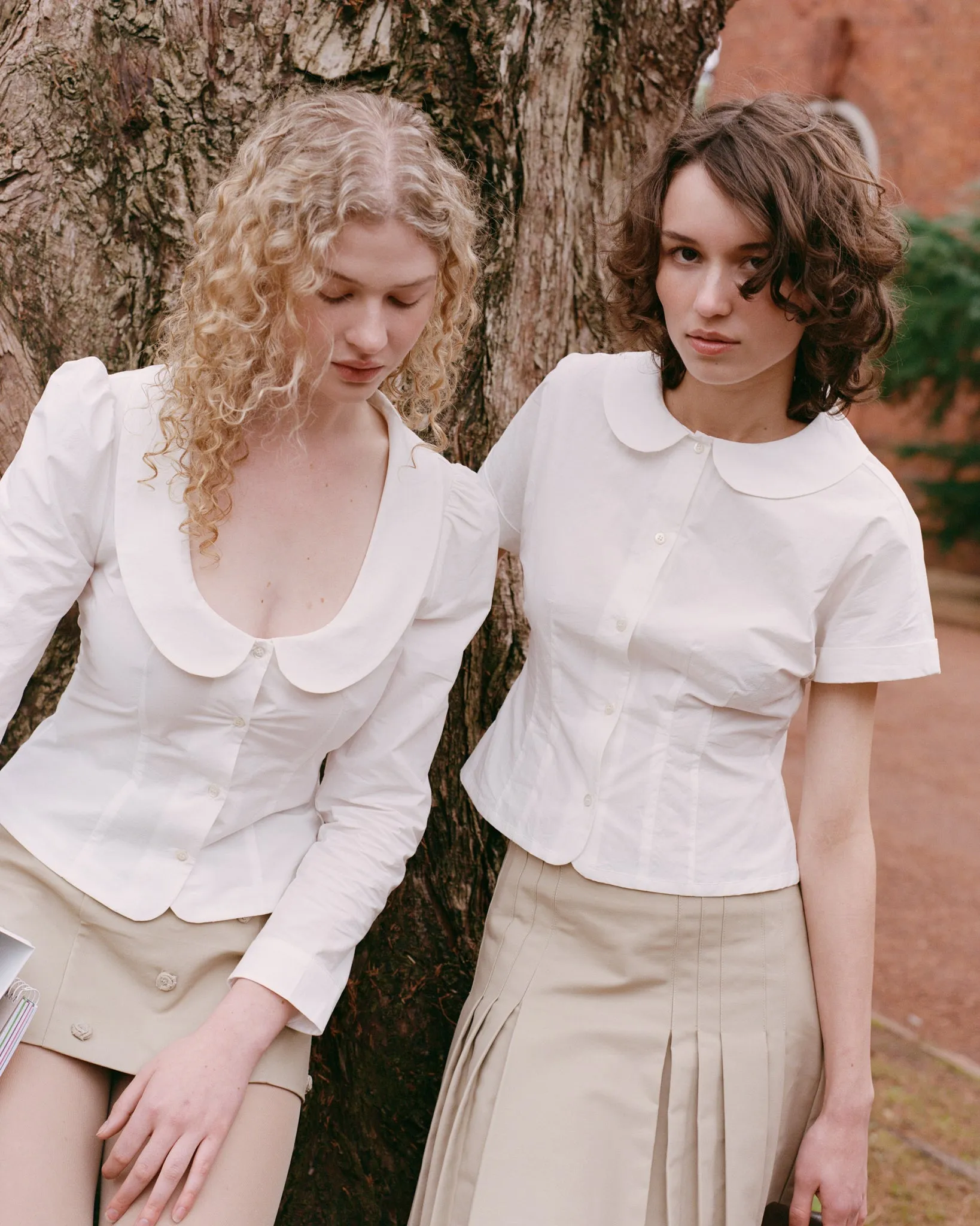 Curved Collar Cap Sleeve Shirt - White sold by My Mum Made It product image thumbnail 5