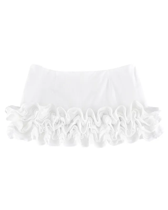 Ruffle Hem Mini Skirt - White made by My Mum Made It