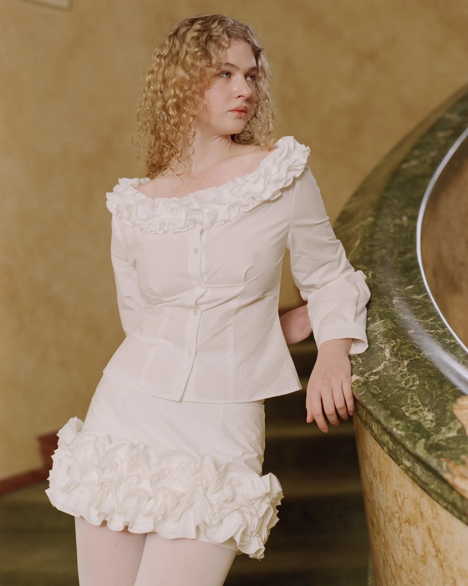 Ruffle Hem Mini Skirt - White sold by My Mum Made It product image thumbnail 2