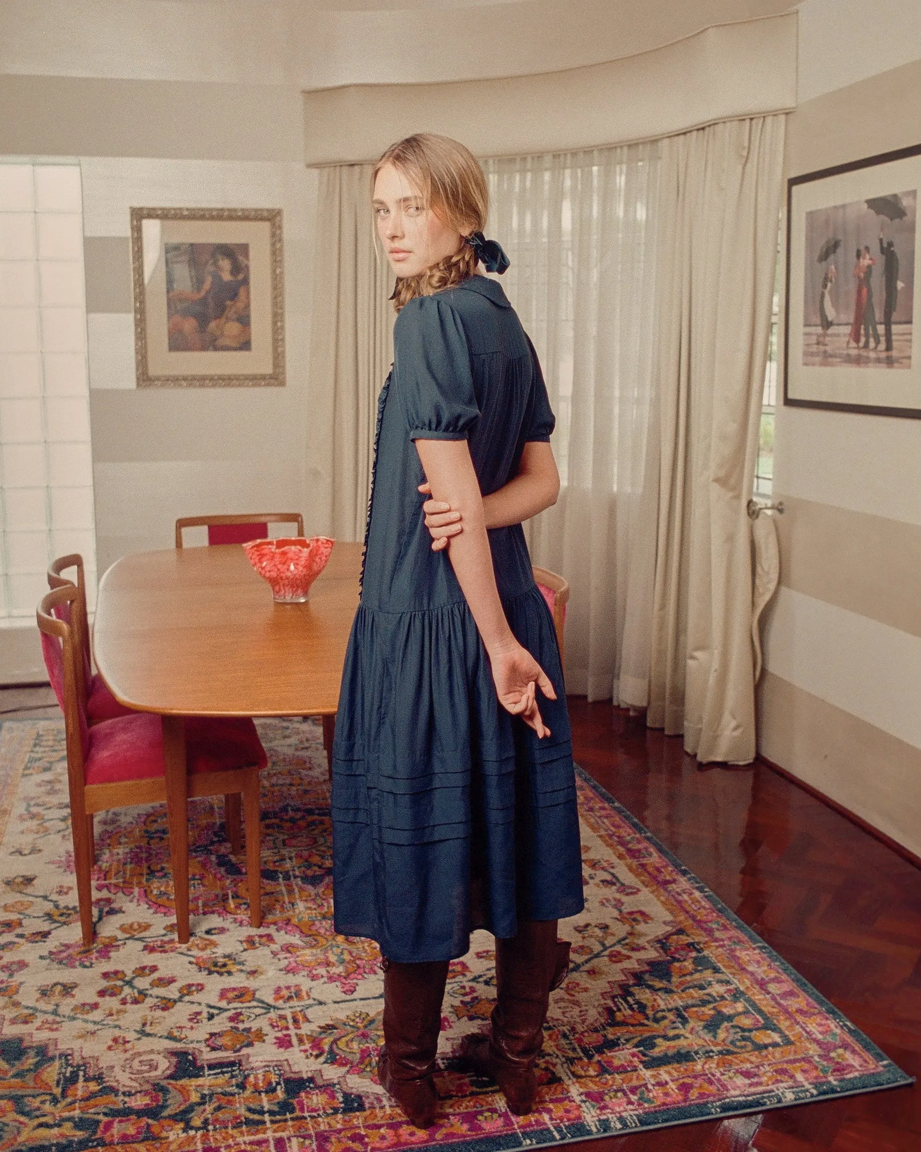 Pleat Sunday Dress - Ink sold by My Mum Made It product image thumbnail 3