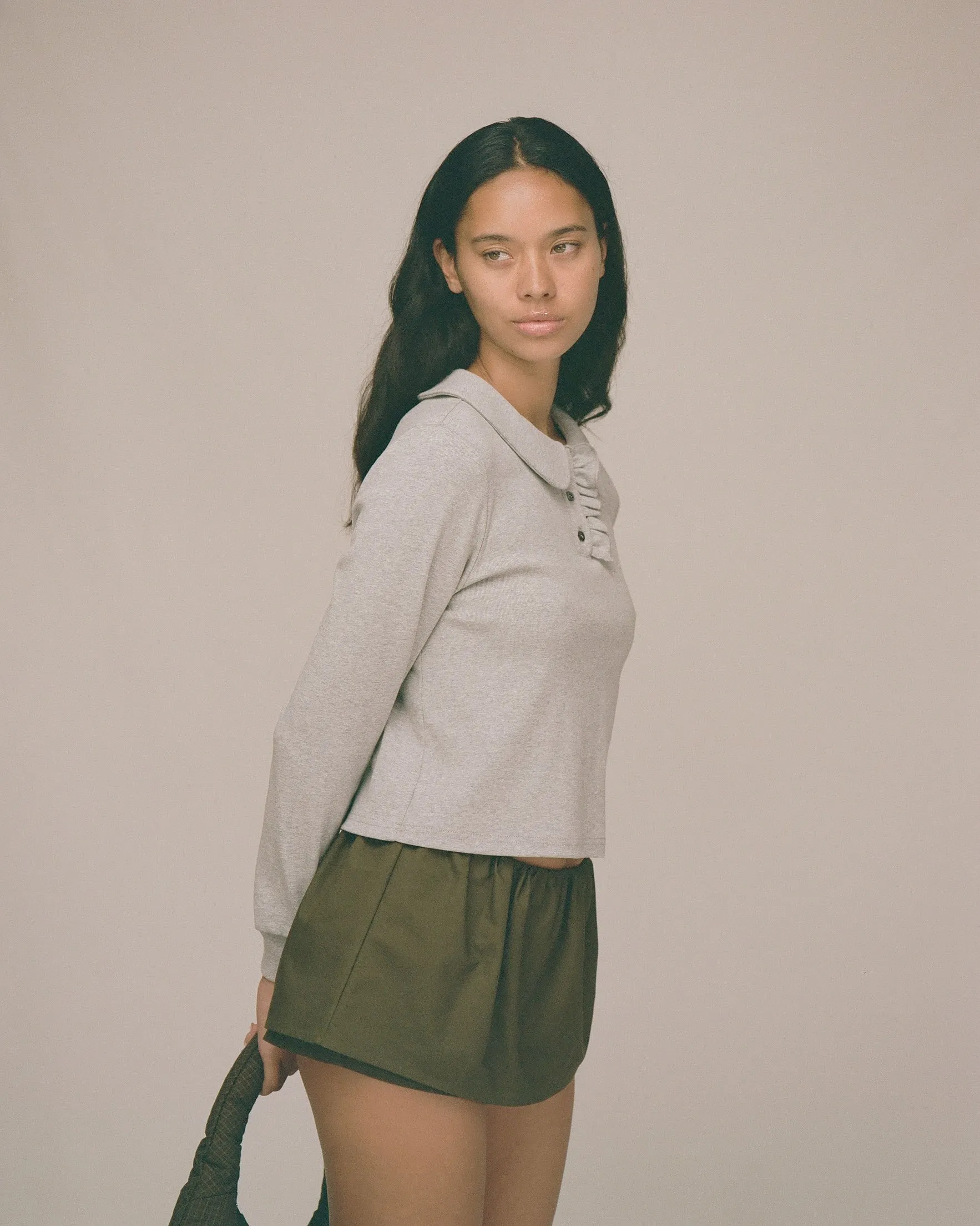 Polo Long Sleeve Top - Grey sold by My Mum Made It product image thumbnail 3