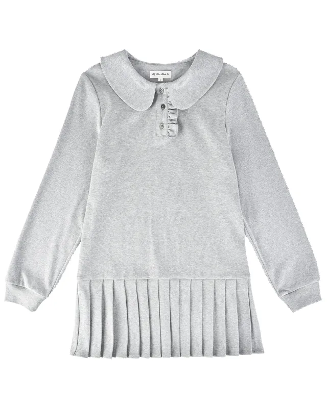 Polo Mini Long Sleeve Pleat Dress - Grey sold by My Mum Made It