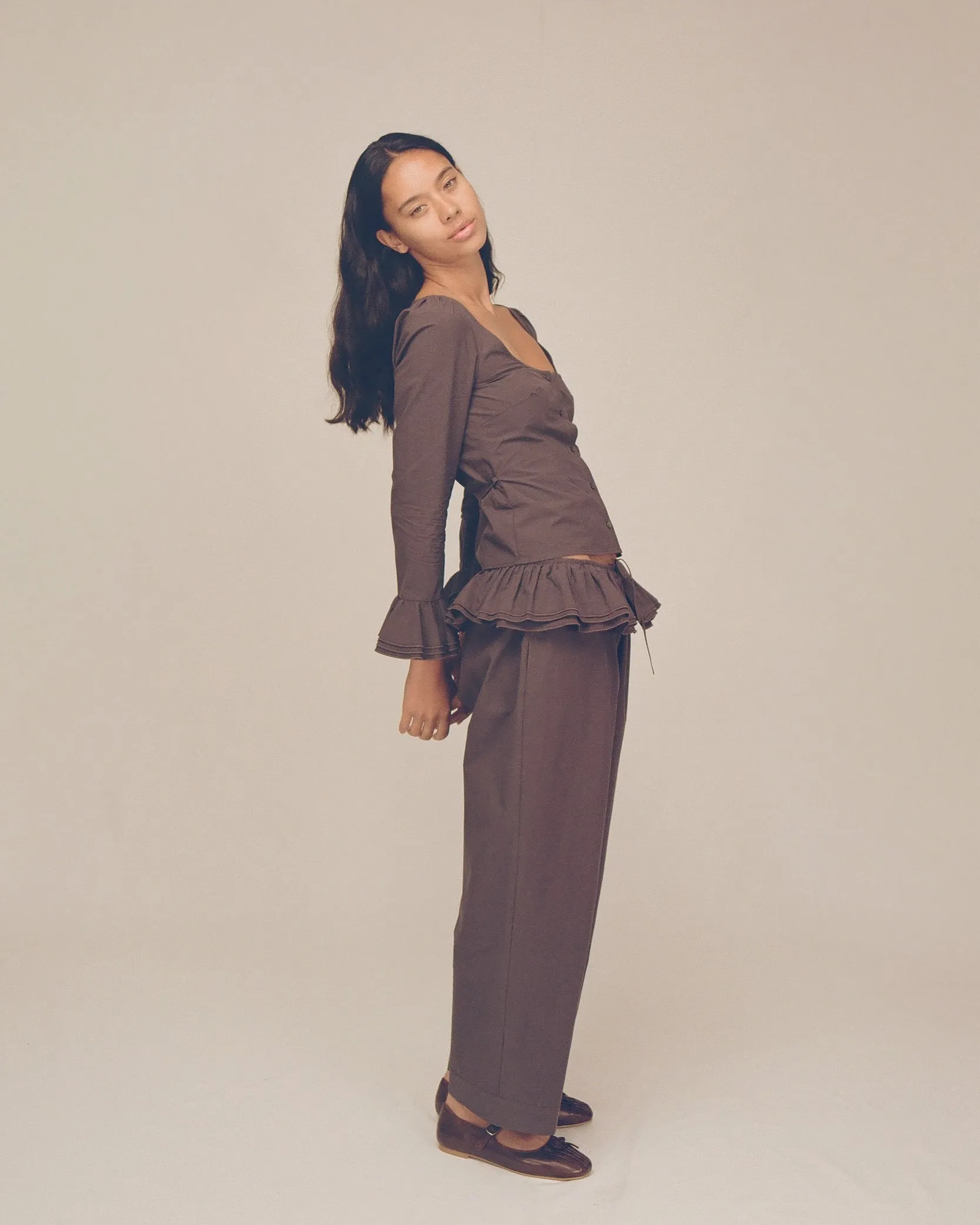 Detachable Ruffle Belt Pant - Shadow sold by My Mum Made It product image thumbnail 4