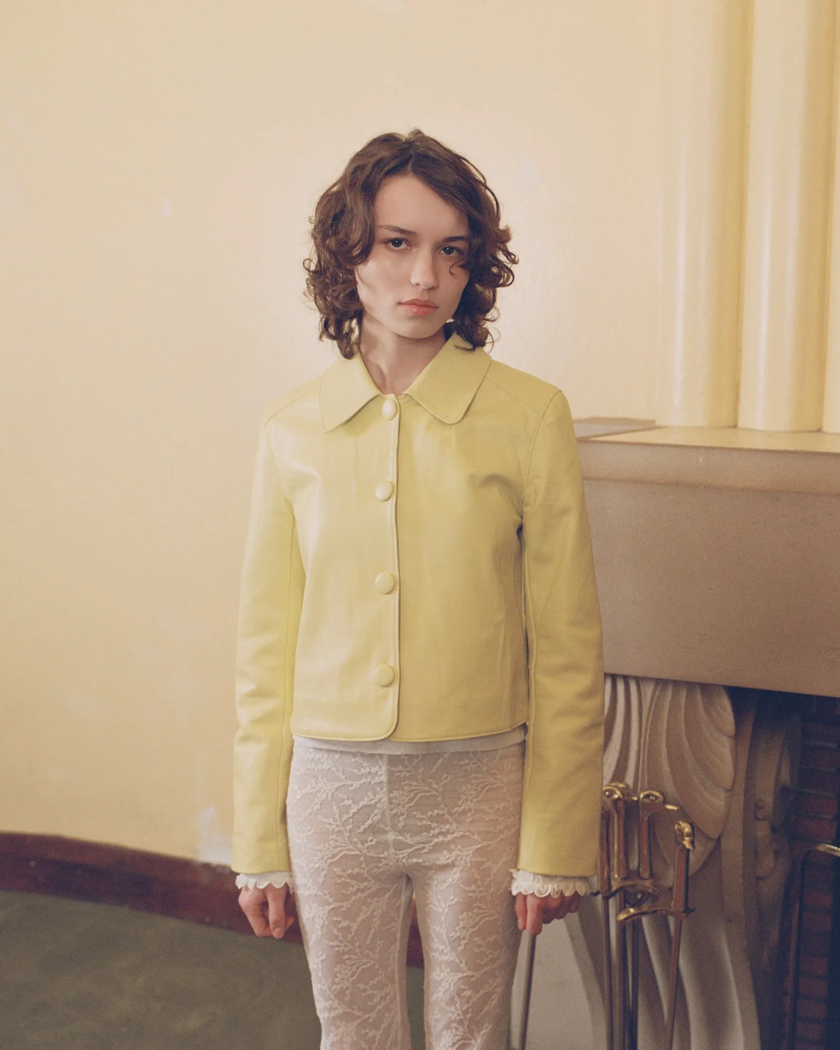 Buttoned Leather Jacket - Marigold sold by My Mum Made It product image thumbnail 2