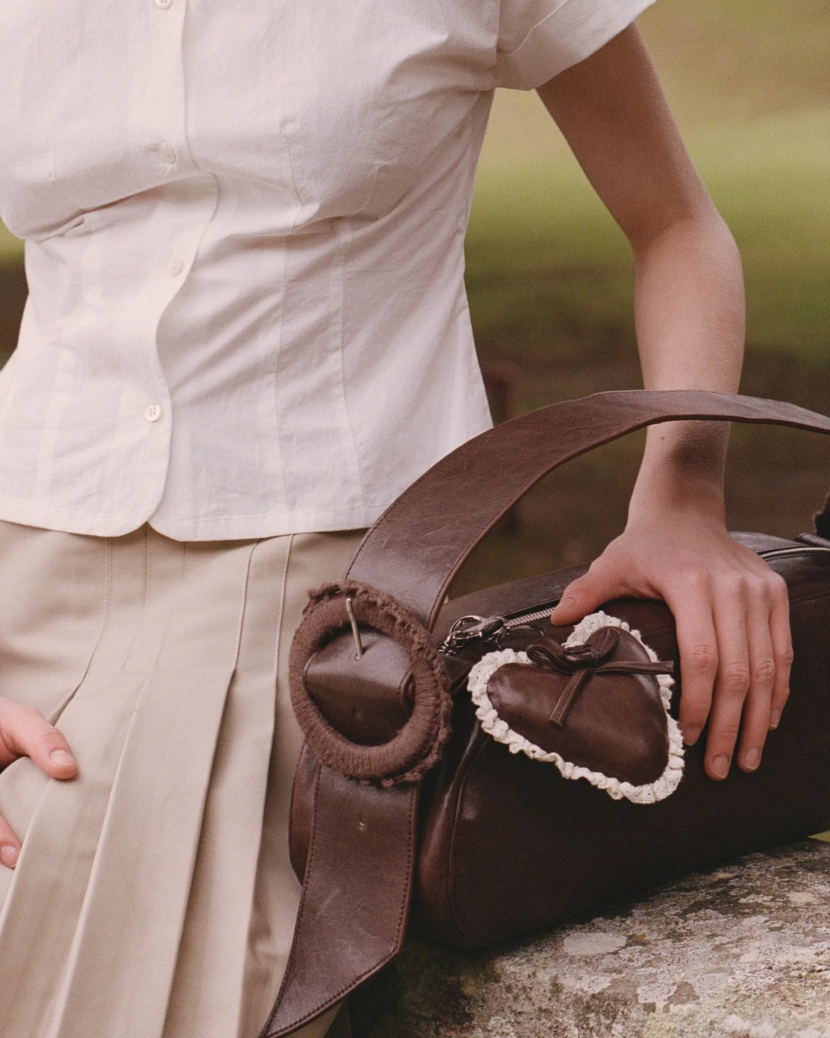 Rosette Heart Keychain - Saddle sold by My Mum Made It product image thumbnail 3