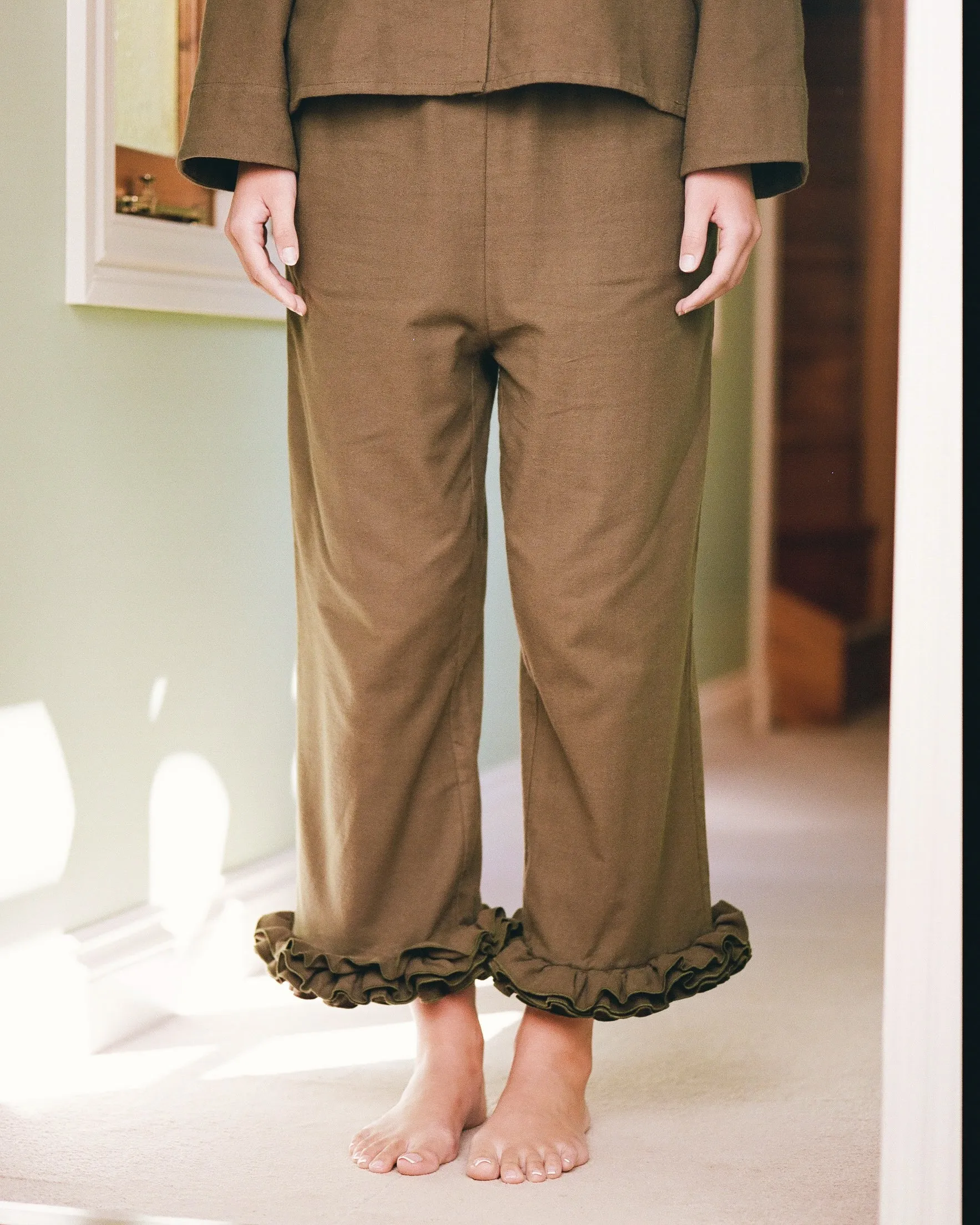 Flannel Ruffle Pant - Eucalyptus sold by My Mum Made It product image thumbnail 2