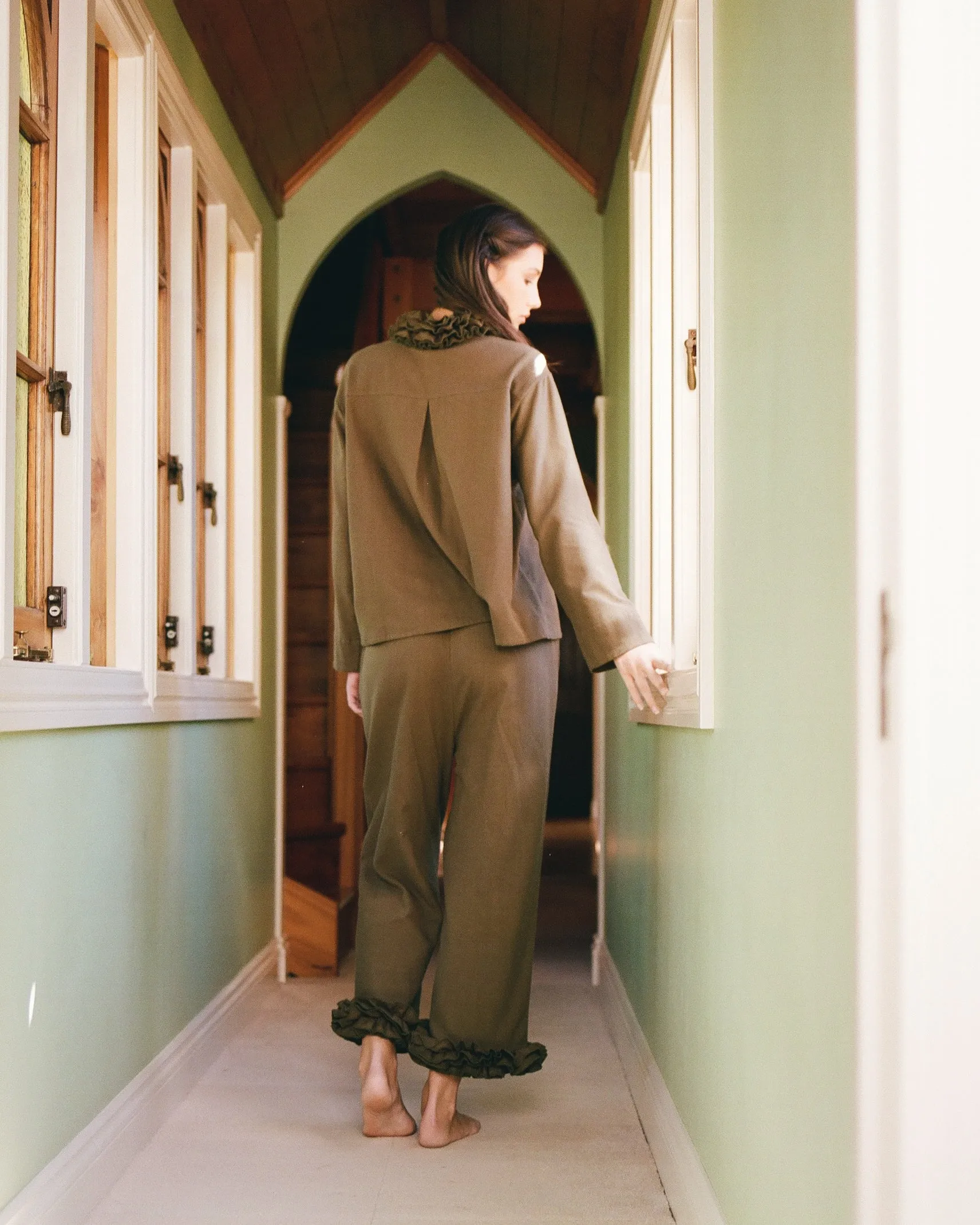 Flannel Ruffle Pant - Eucalyptus sold by My Mum Made It product image thumbnail 5