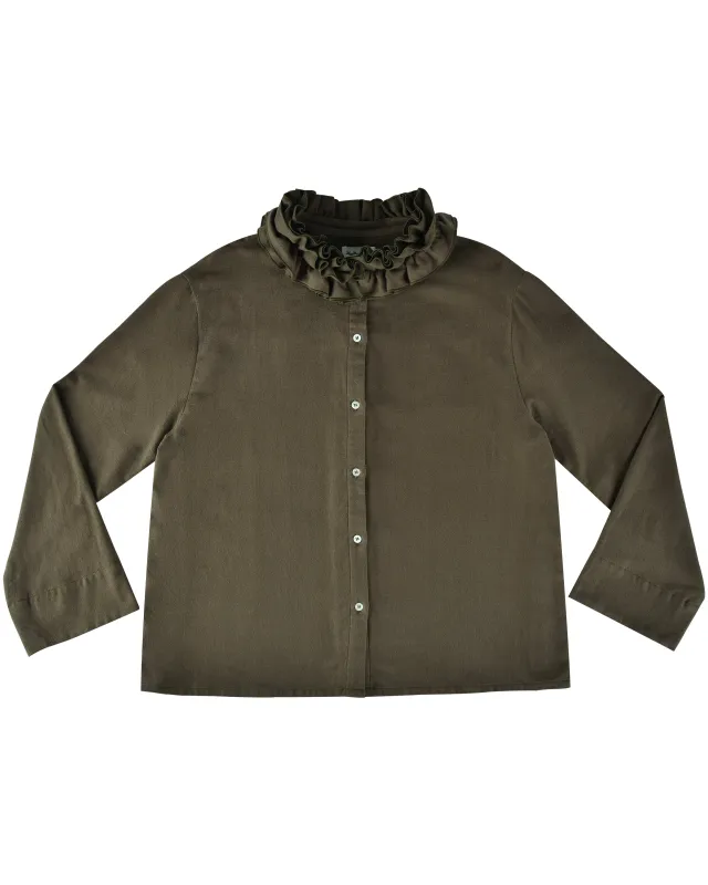 Flannel Ruffle Blouse - Eucalyptus sold by My Mum Made It