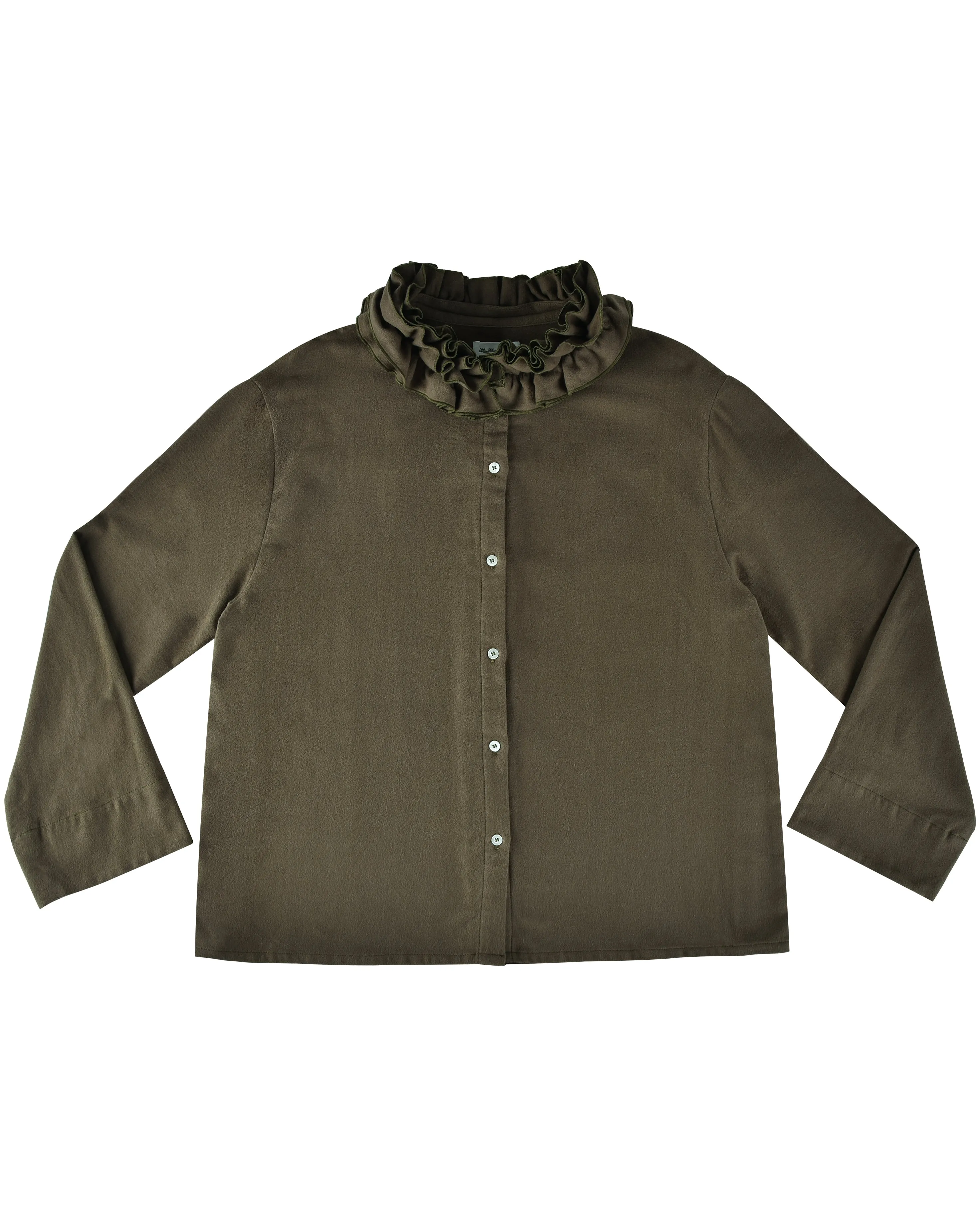 Flannel Ruffle Blouse - Eucalyptus sold by My Mum Made It