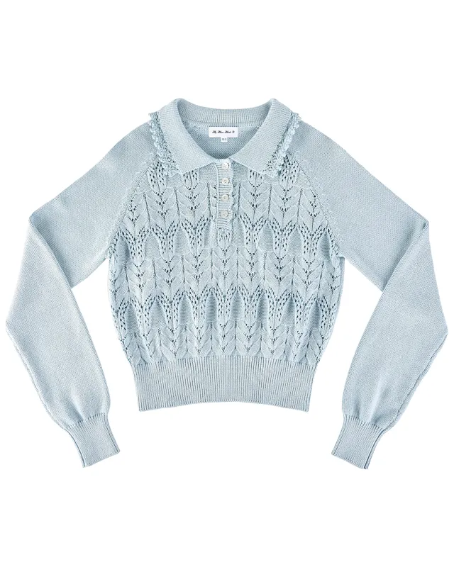 Buttoned Lace Knit Pullover - Bluewishes sold by My Mum Made It