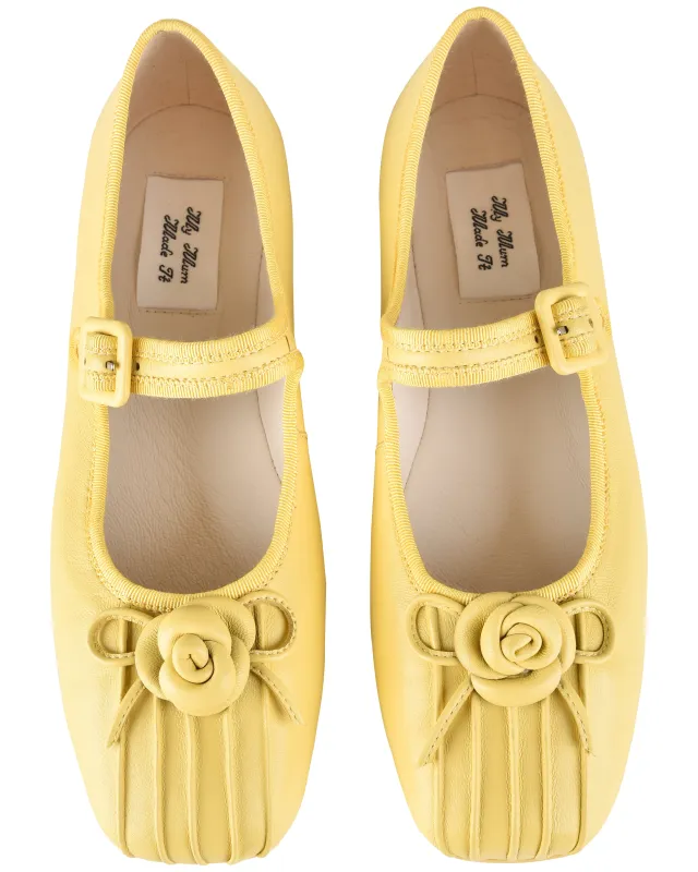 Rosette Leather Mary Janes - Marigold sold by My Mum Made It
