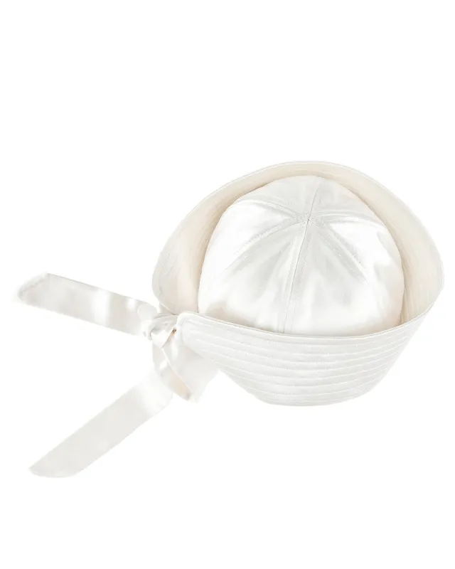 Tie Sailor Hat - White Satin made by My Mum Made It