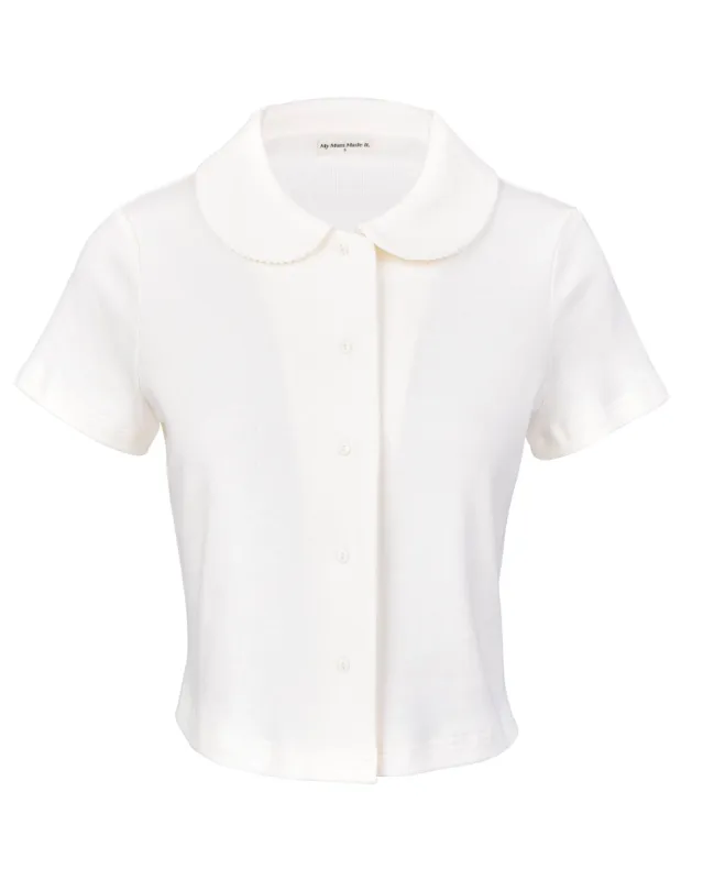 Lily Fitted Button Top - White sold by My Mum Made It